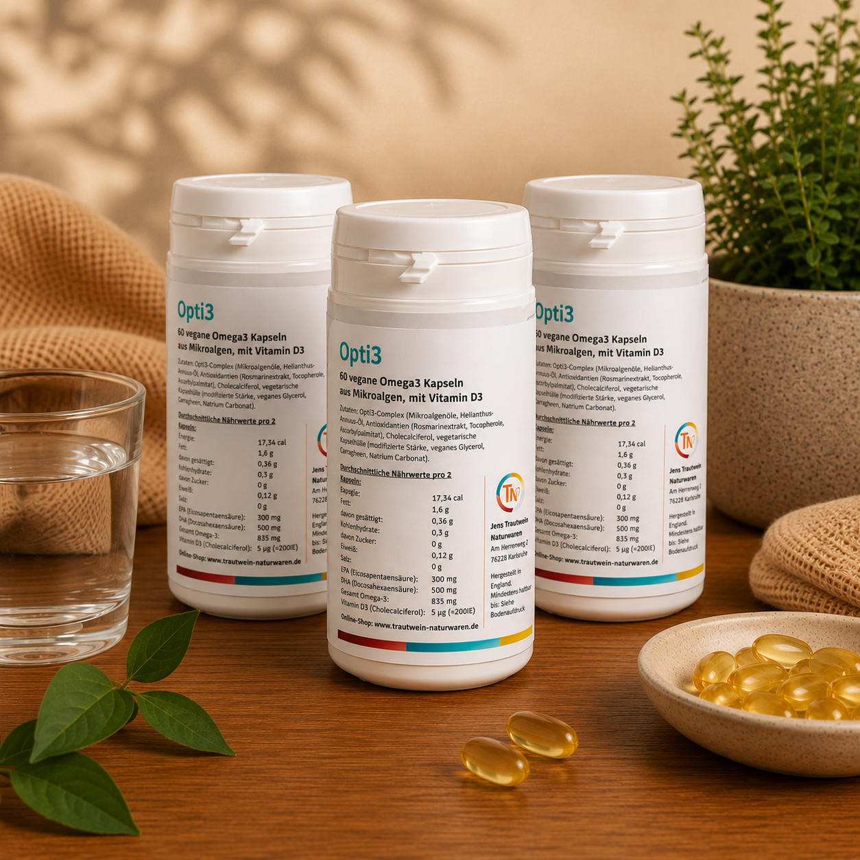 Opti3: Omega 3 (EPA & DHA), 60 vegane Kapseln
