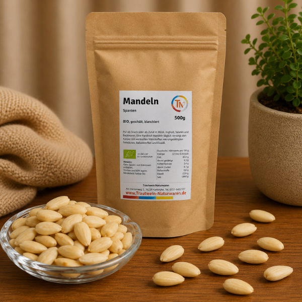 Mandeln BIO, 500 g, europäische, blanchiert
