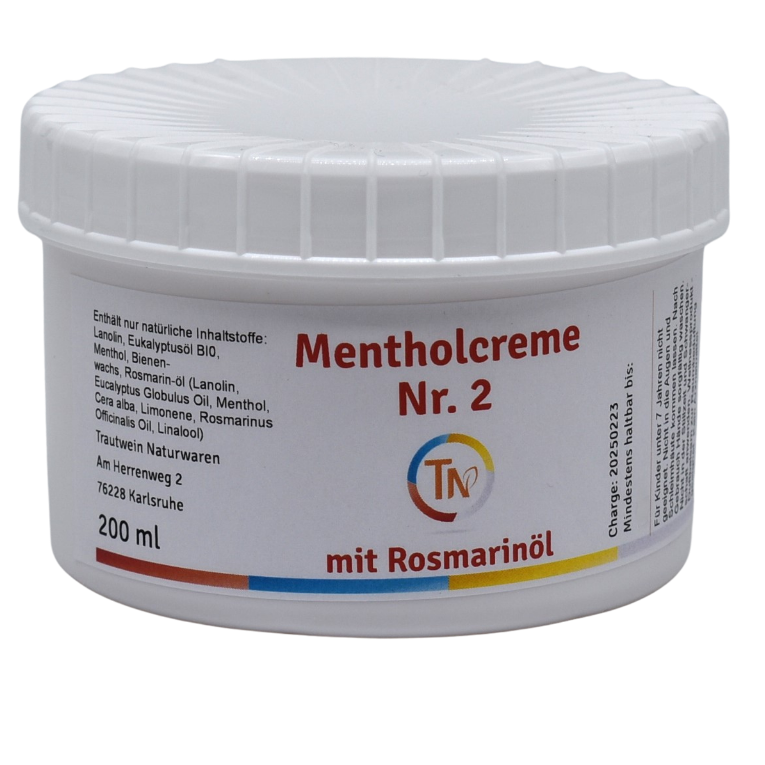 Mentholcreme M2, 200 ml, mit Rosmarinöl (rot), Duftbalsam
