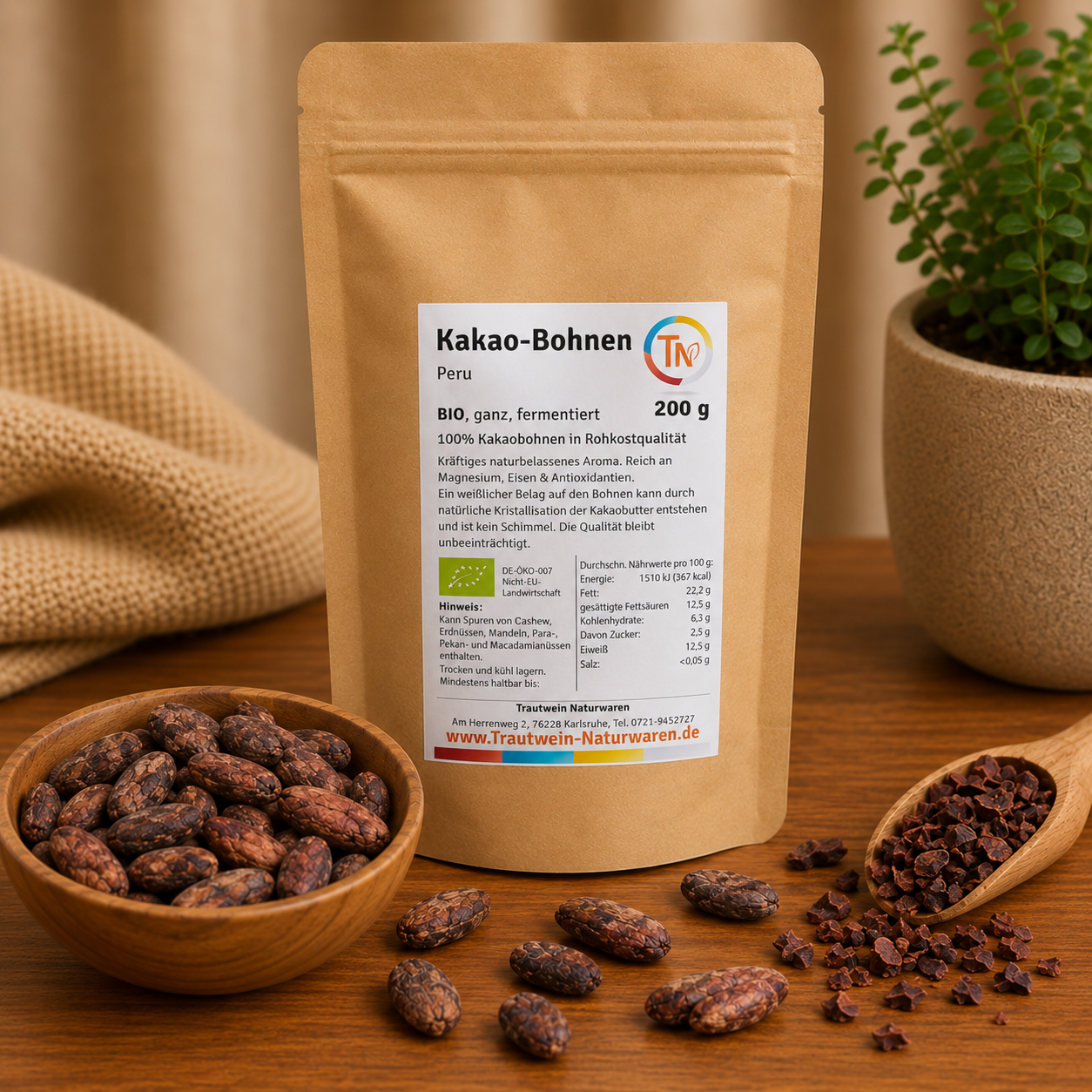 Kakaobohnen BIO, 200 g, fermentiert