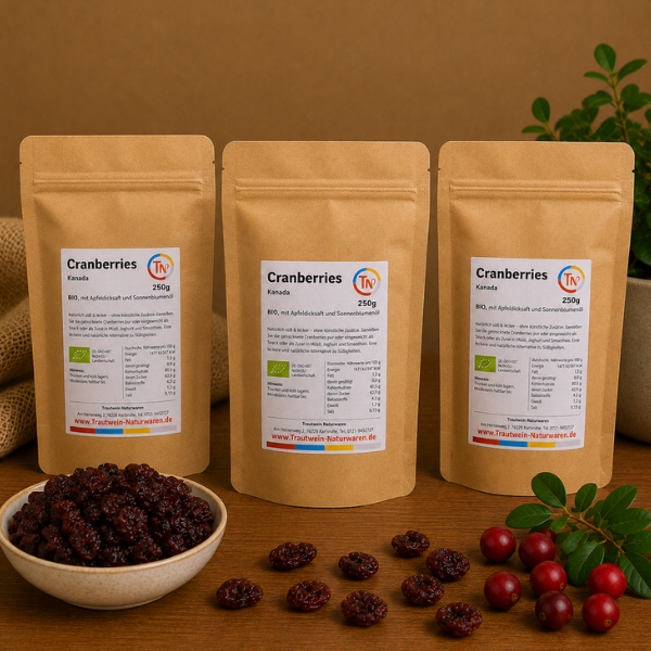 Cranberries BIO, 3-SET, 250 g, getrocknet