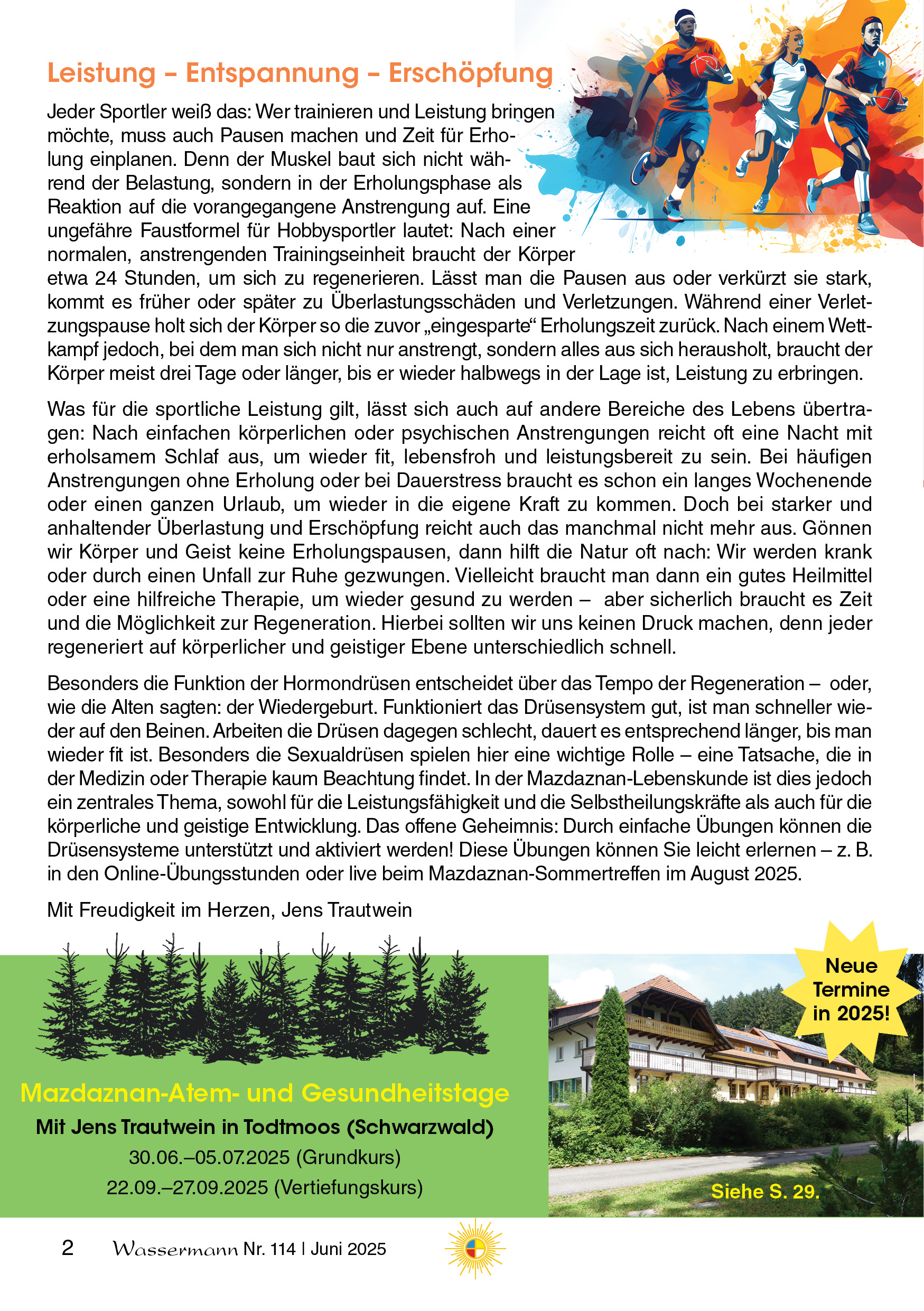 Wassermann Nr. 114: Terpentinöl, Schwarzkümmelöl, 6. rhythmische Atemübung, Klima-Fakten (6), Nein zur WHO, Lebenskunde