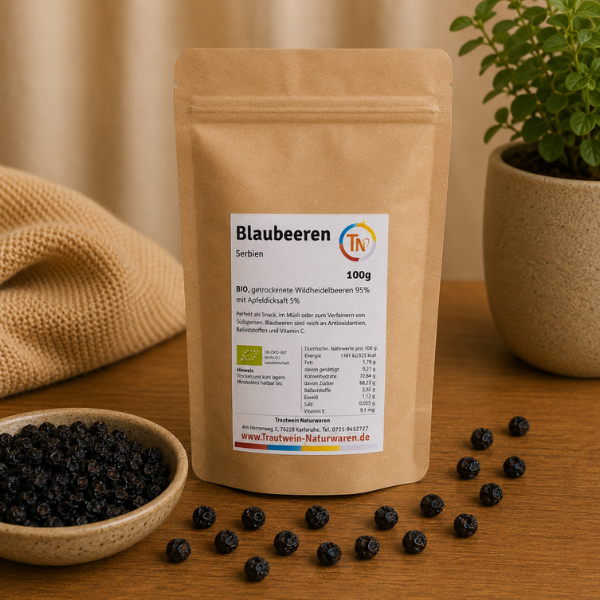 Blaubeeren BIO, 100 g, Apfeldicksaft, wild, handgepflückt