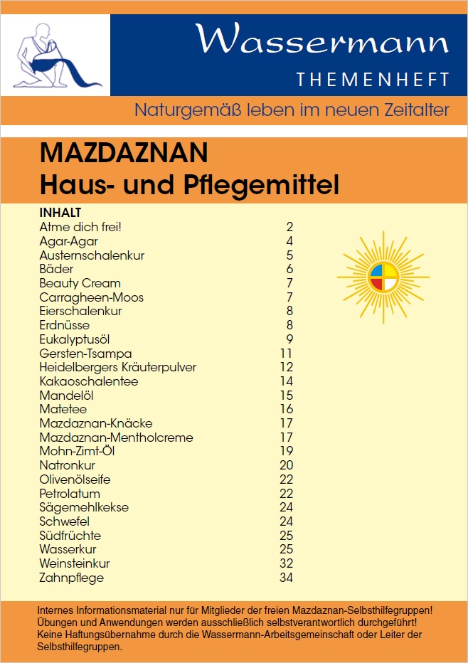Mazdaznan Haus- und Pflegemittelbroschüre