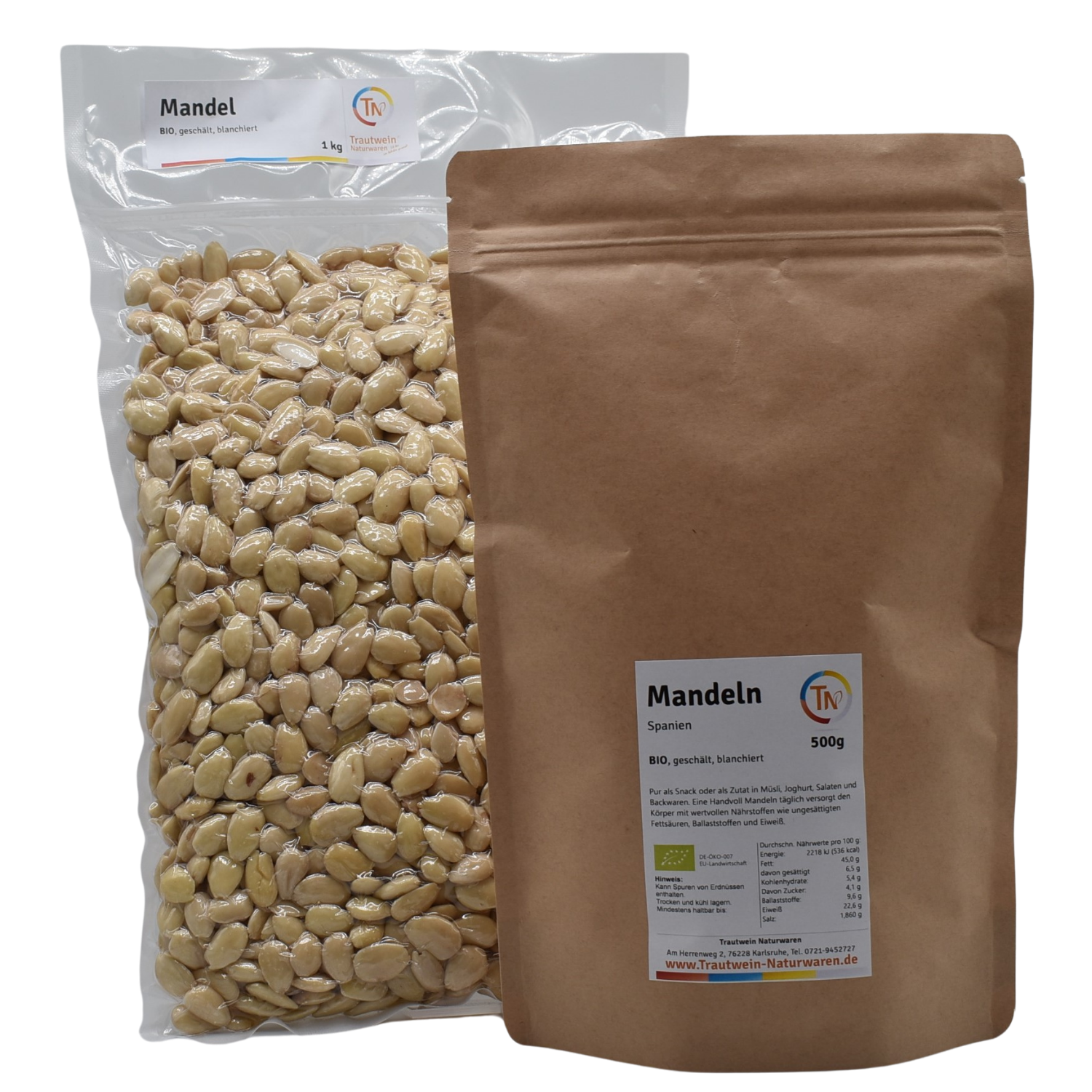 Mandeln BIO, 1 kg, europäische, blanchiert