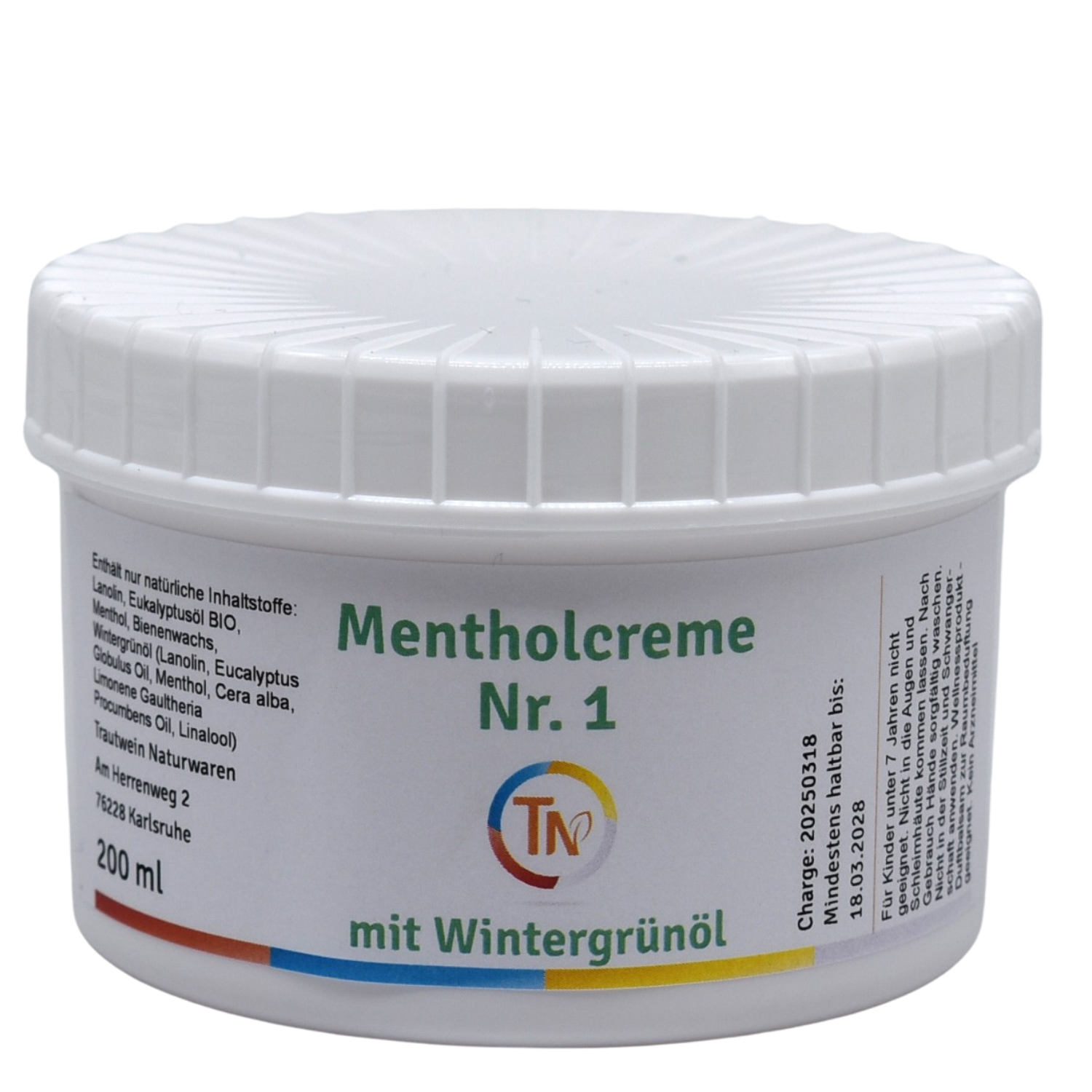 Mentholcreme M1, 200 ml, mit Wintergrünöl (grün), Duftbalsam