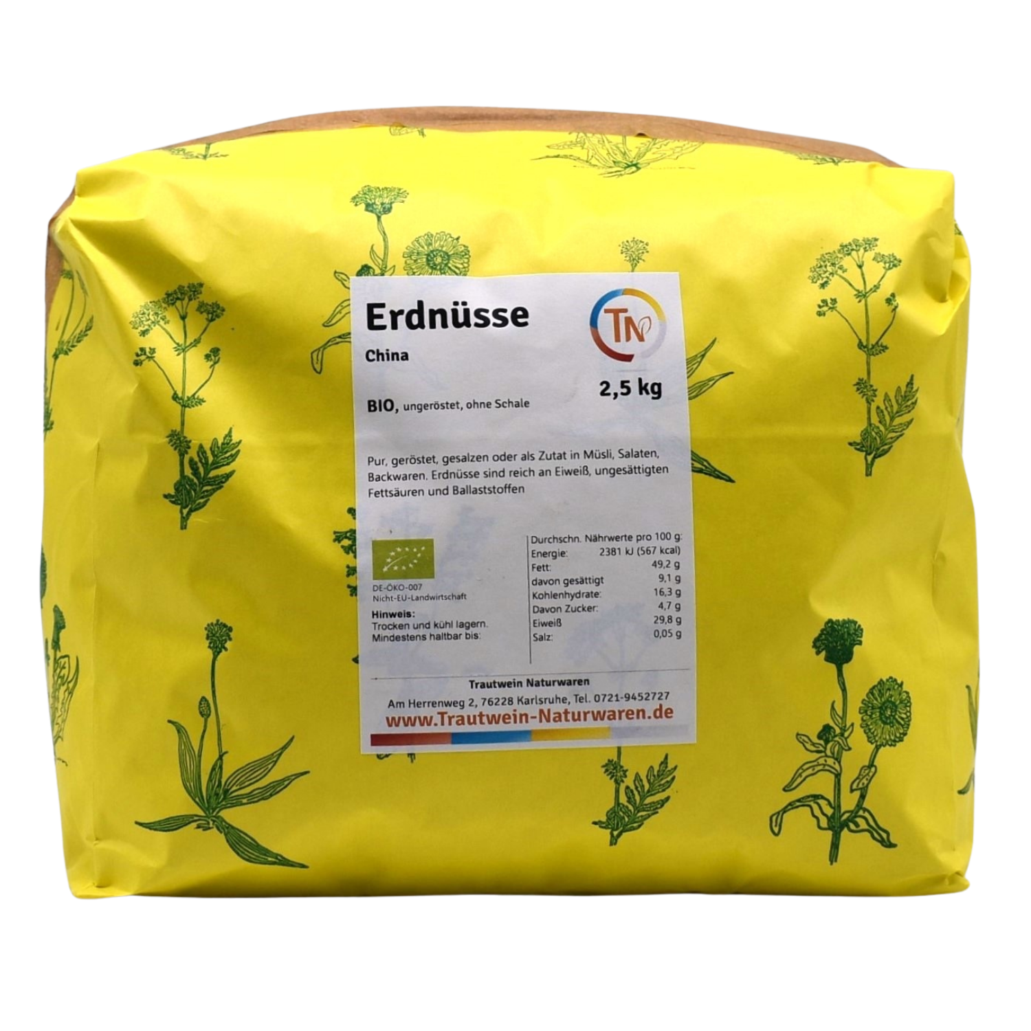 Erdnüsse BIO, 2,5 kg, roh & ungeröstet