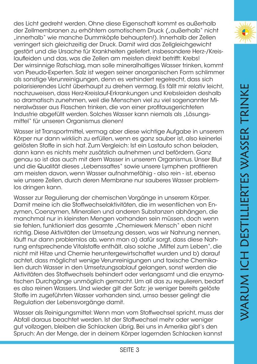 Warum ich destilliertes Wasser trinke - Broschüre