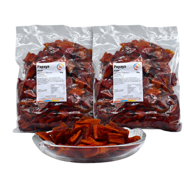 Papaya, 2-SET, 1 kg, konventionell, getrocknet
