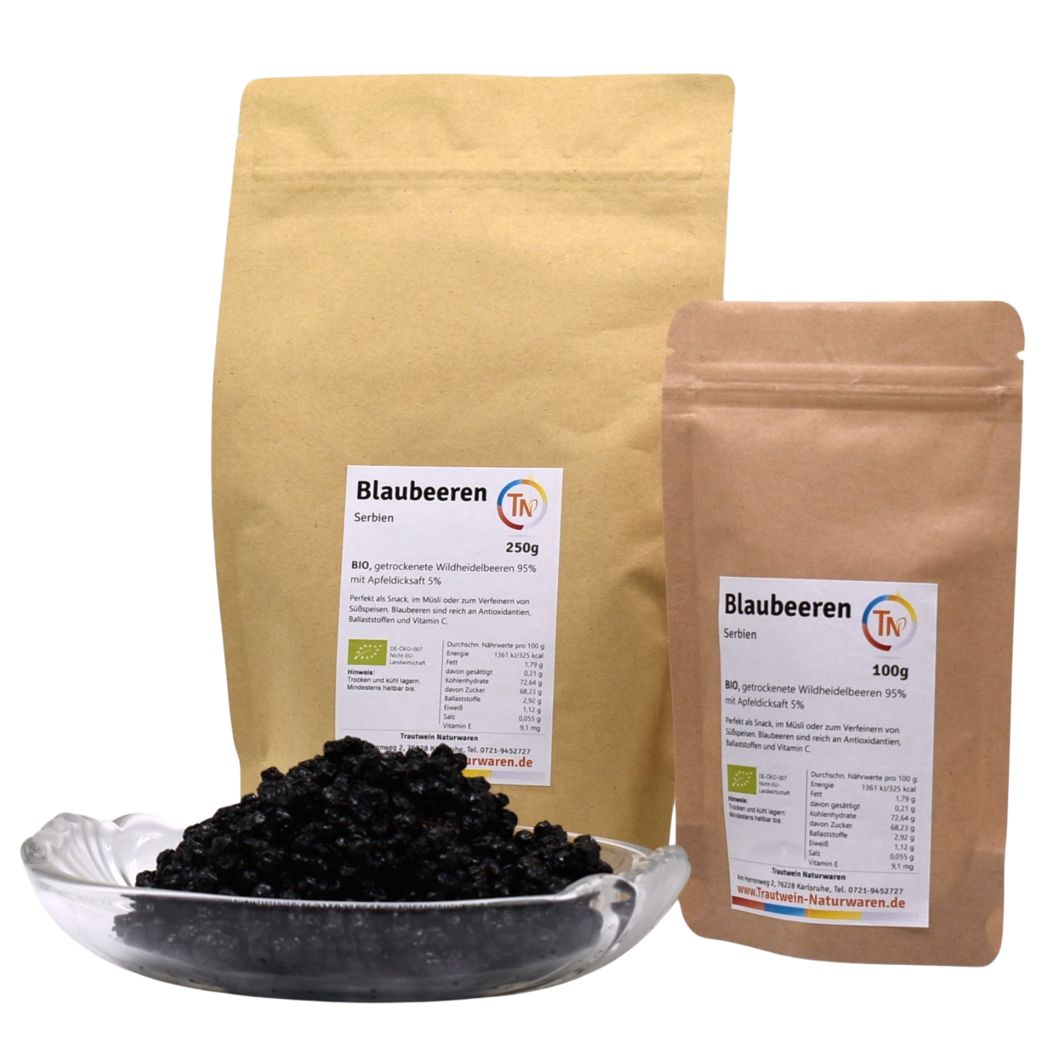 Blaubeeren BIO, 100 g, Apfeldicksaft, wild, handgepflückt