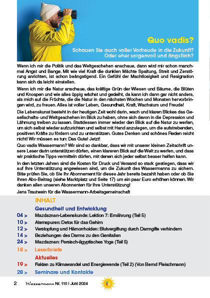 Wassermann Nr. 110: Atem-Detox für das Gehirn, Verstopfung und Hämorrhoiden, Klima-Fakten(2)