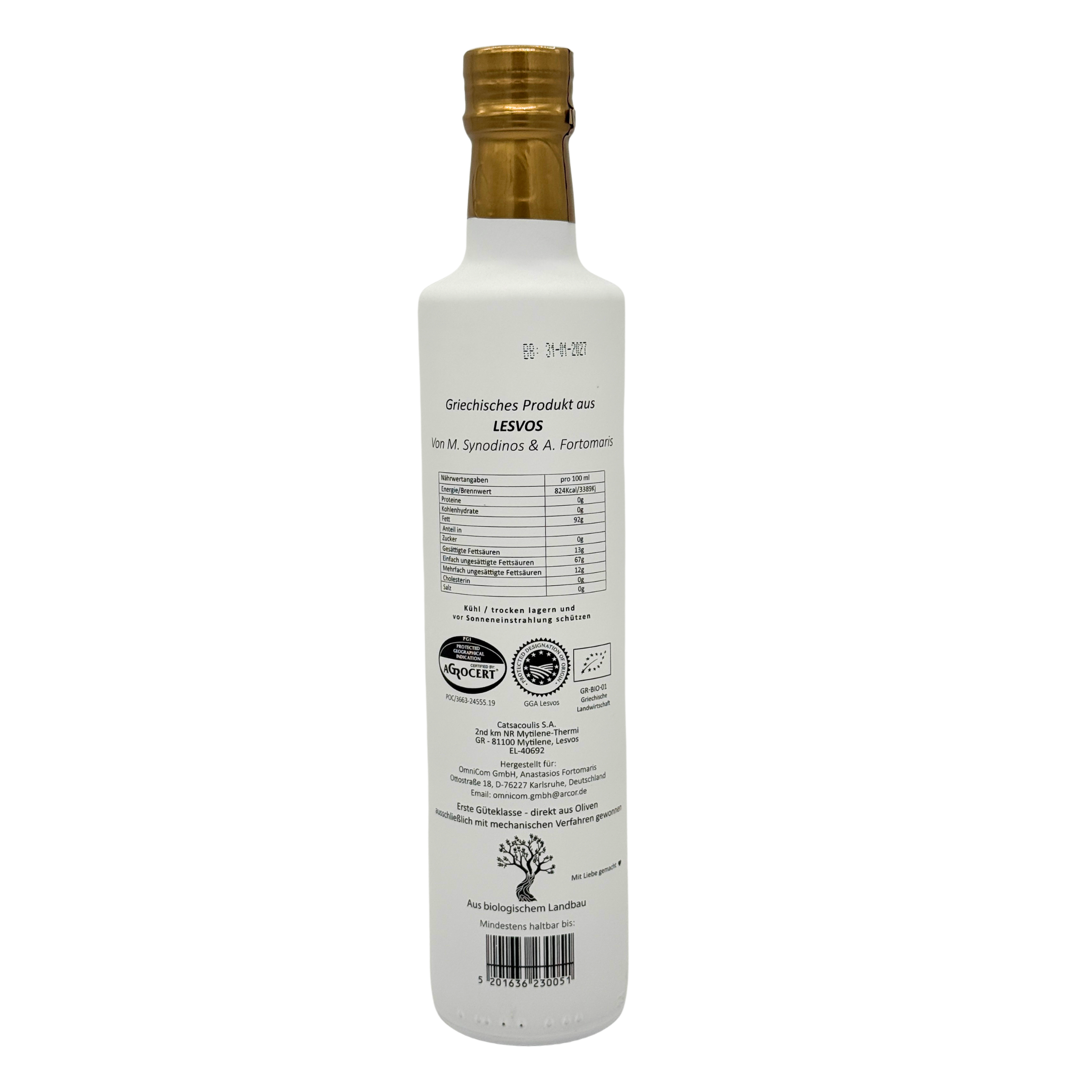 Olivenöl 0,5 Liter, Golden Lesbos, bio (alt)