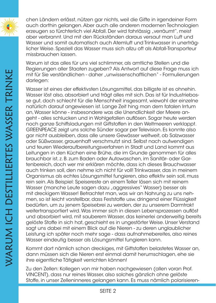Warum ich destilliertes Wasser trinke - Broschüre