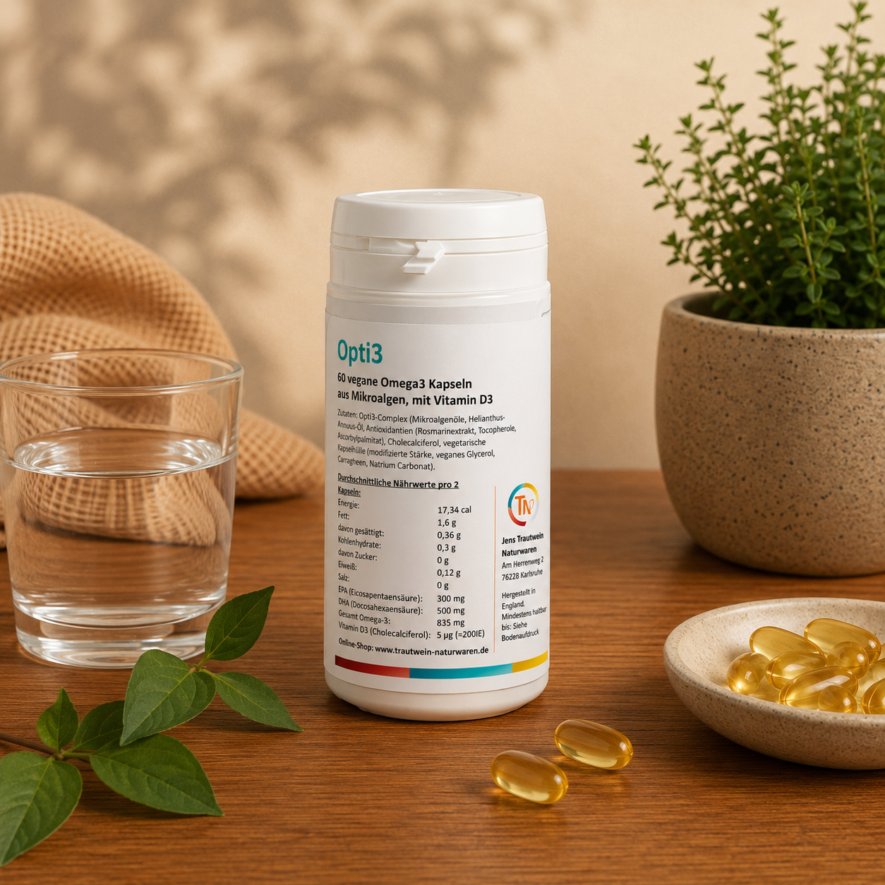 Opti3: Omega 3, (EPA & DHA), 60 vegane Kapseln