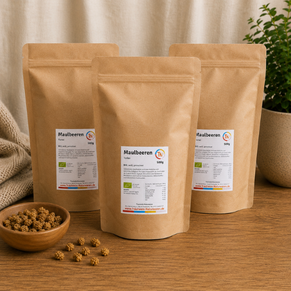 Maulbeeren weiß, 3-SET, 500 g, getrocknet,  Premium-Rohkostqualität BIO, ungeschwefelt