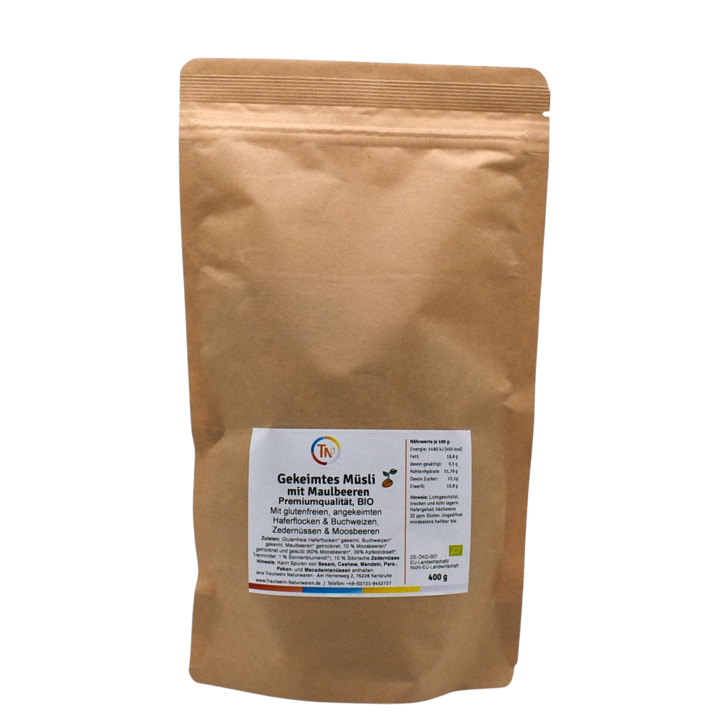 Müsli mit Maulbeeren BIO, 400 g, gekeimt, Premiumqualität