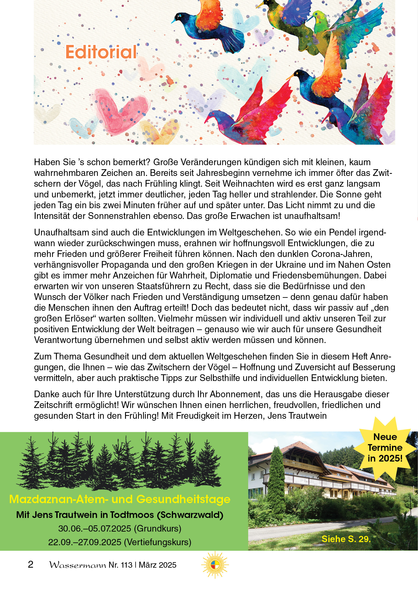 Wassermann Nr. 113:  Destilliertes Wasser, Mineralien, Blasenkrebs, Methylenblau, Klima-Fakten(5), Lebenskunde