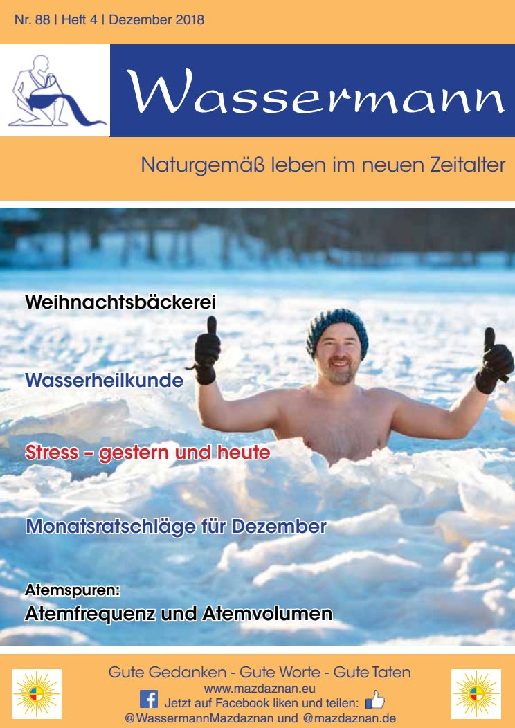 Wassermann Nr. 88: Wasserheilkunde, Atemfrequenz + -volumen, Streß 2, Weihnachtsbäckerei