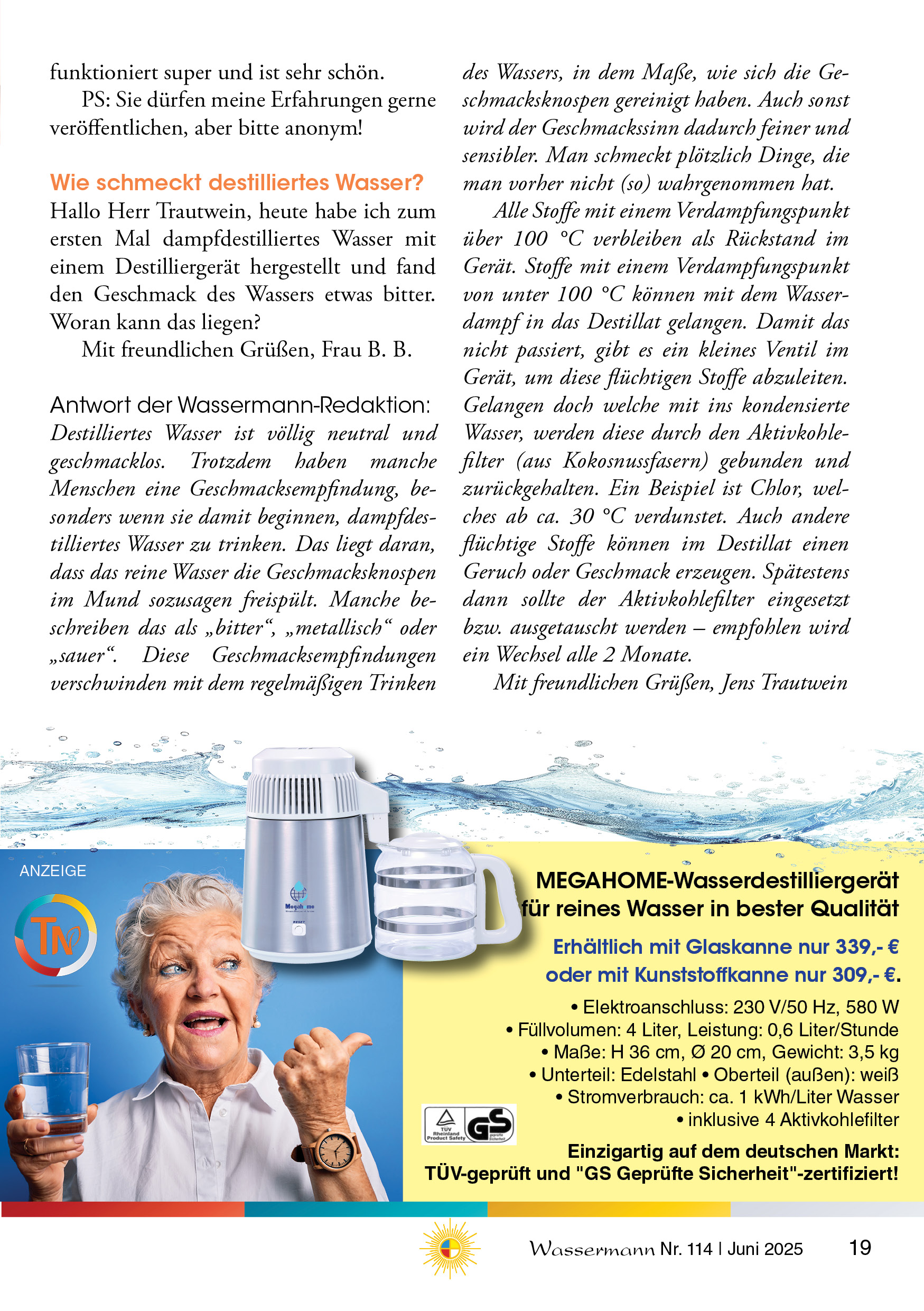 Wassermann Nr. 114: Terpentinöl, Schwarzkümmelöl, 6. rhythmische Atemübung, Klima-Fakten (6), Nein zur WHO, Lebenskunde