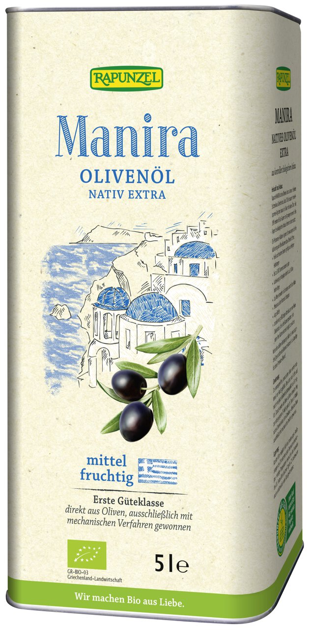 Olivenöl 5 Liter Manira nativ extra, bio, Griechenland - NEU!