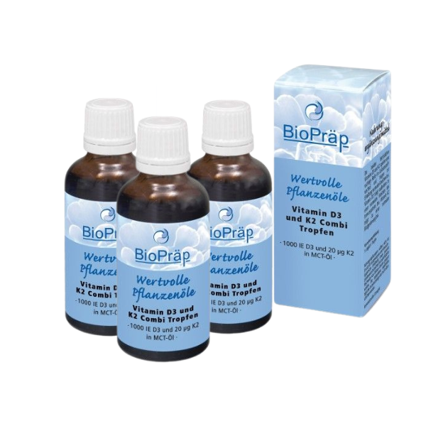 Vitamin D3 und K2 Kombi, 3-SET, 50ml, Tropfen