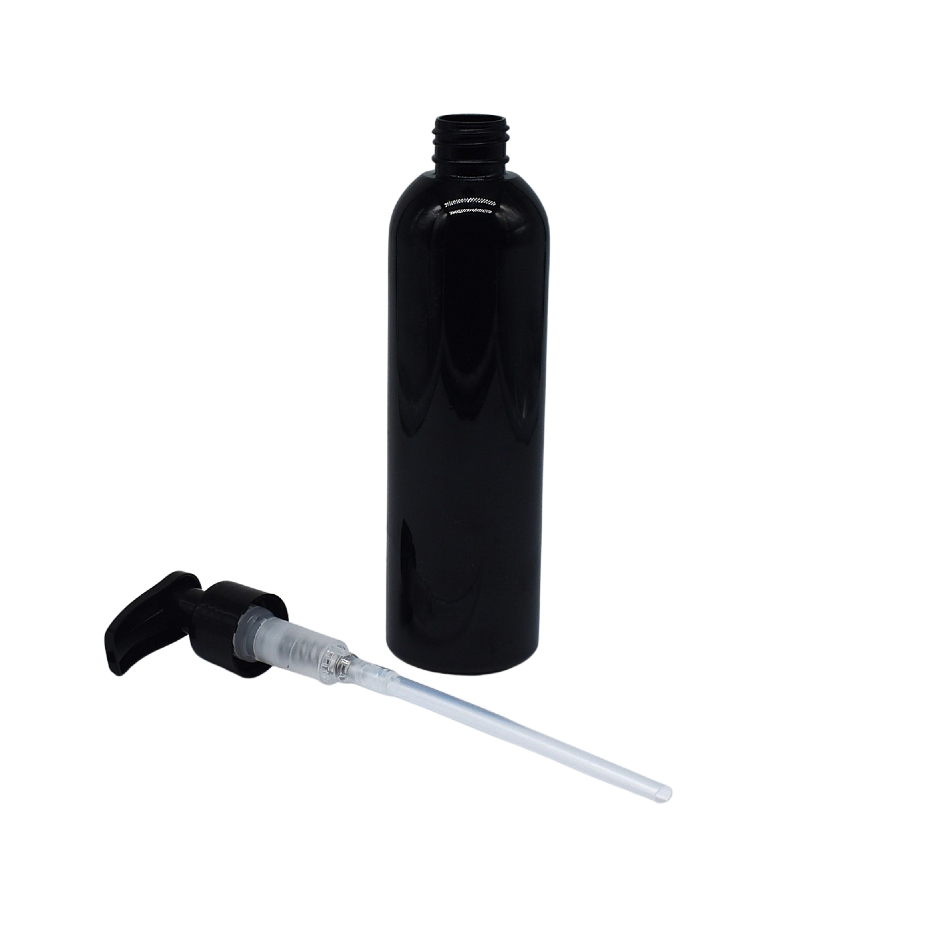 Flasche Recycling PET 250ml, mit Spender für Flüssigseife, schwarz