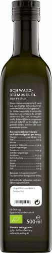 Schwarzkümmelöl, 500 ml, Bio,gefiltert,  kaltgepresst unter 40 °C