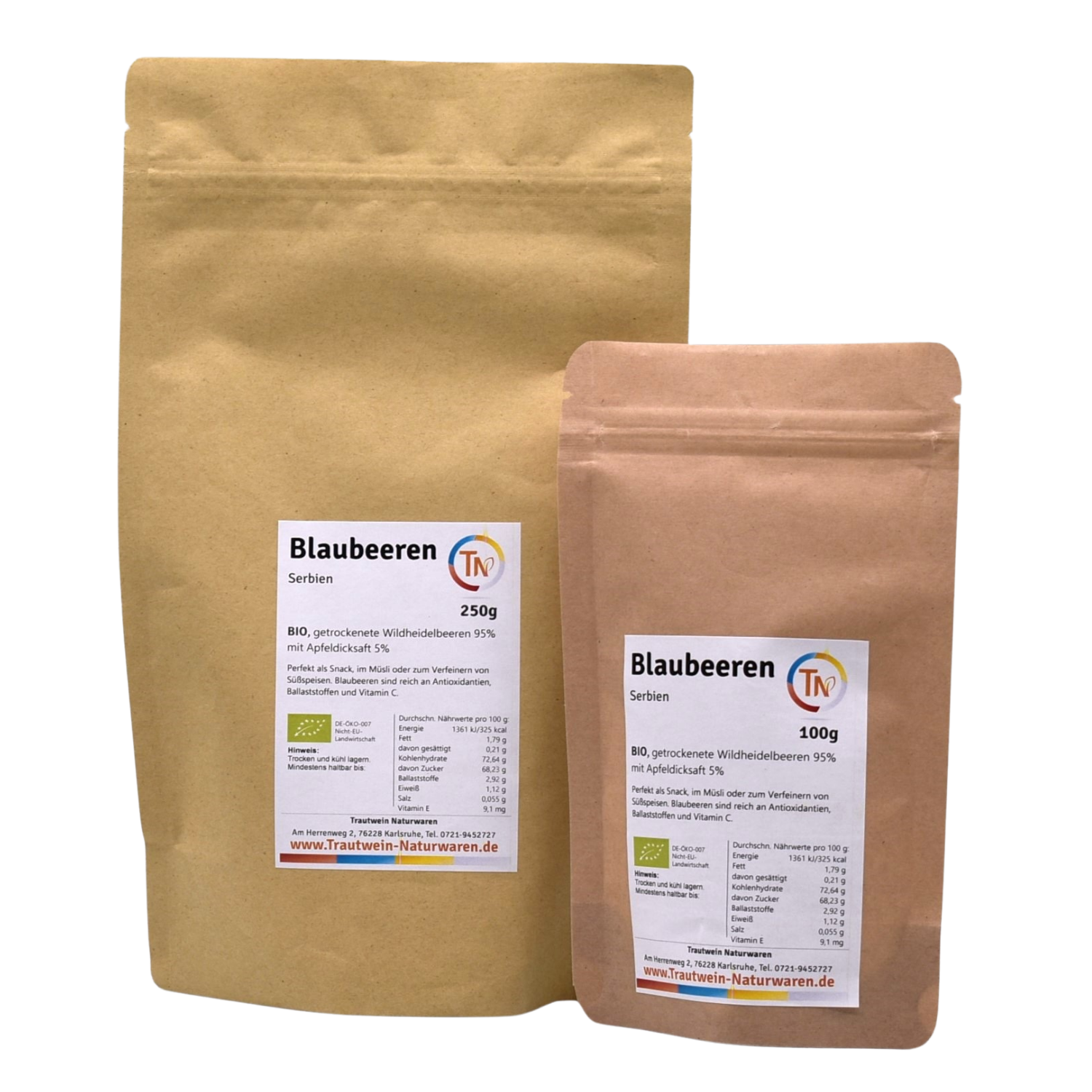 Blaubeeren BIO, 100 g, Apfeldicksaft, wild, handgepflückt