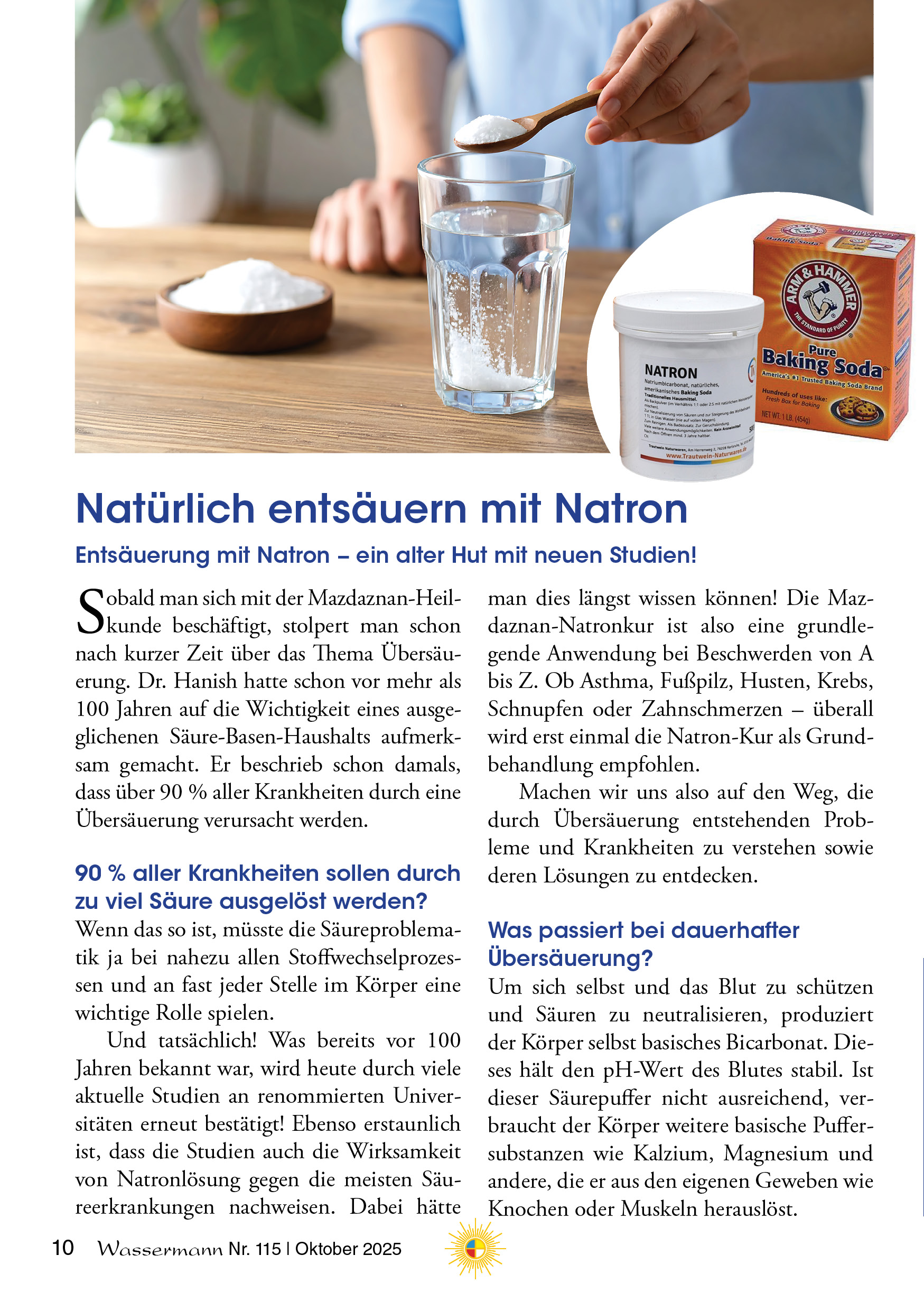 Wassermann Nr. 115: Heilungserkenntnisse, Mann sein leicht gemacht, Klima-Fakten (7), Natürlich entsäuern mit Natron, Lithiumorotat