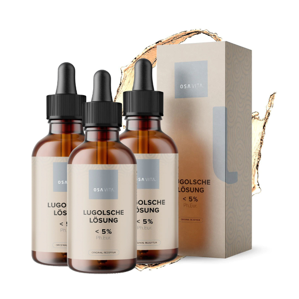 Lugolsche Lösung 5%, 3-SET, 100 ml, mit Glaspipette
