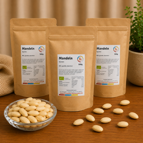 Mandeln BIO, 3-SET, 500 g, europäische, blanchiert